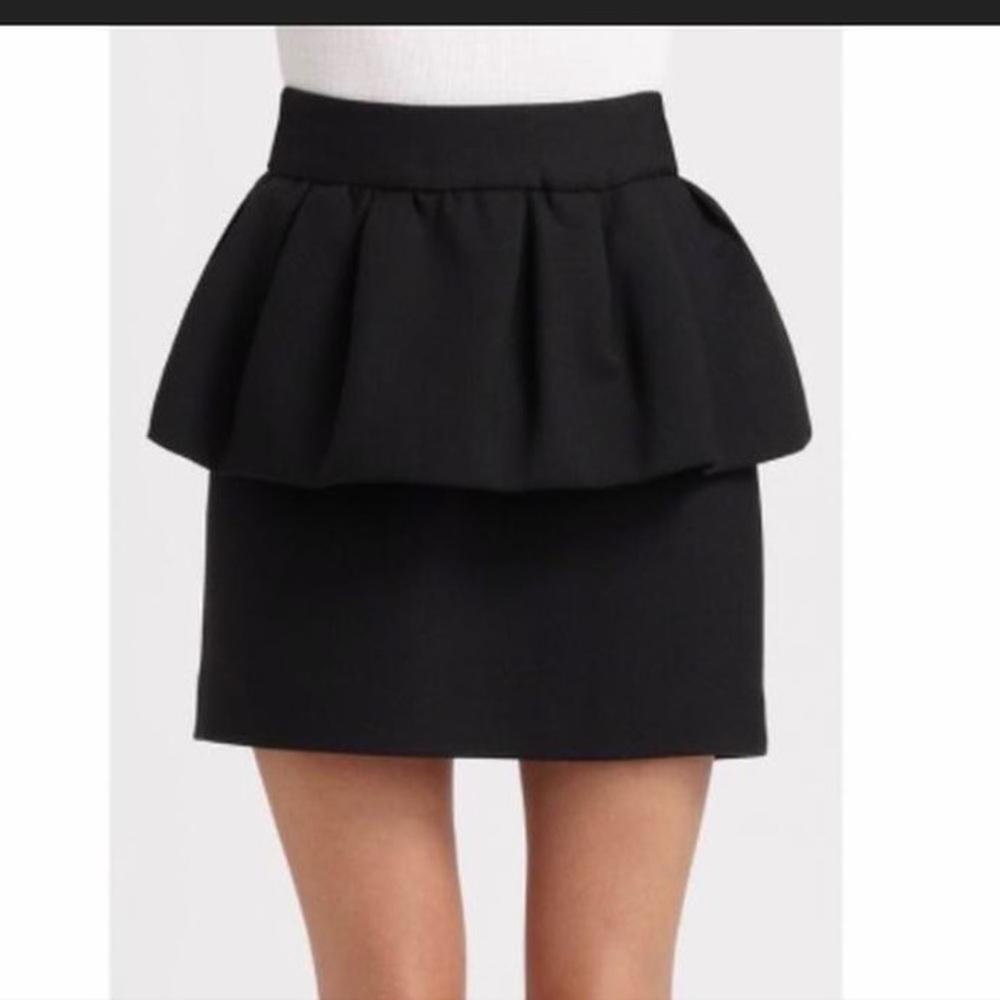 Milly Black Peplum Wool Skirt